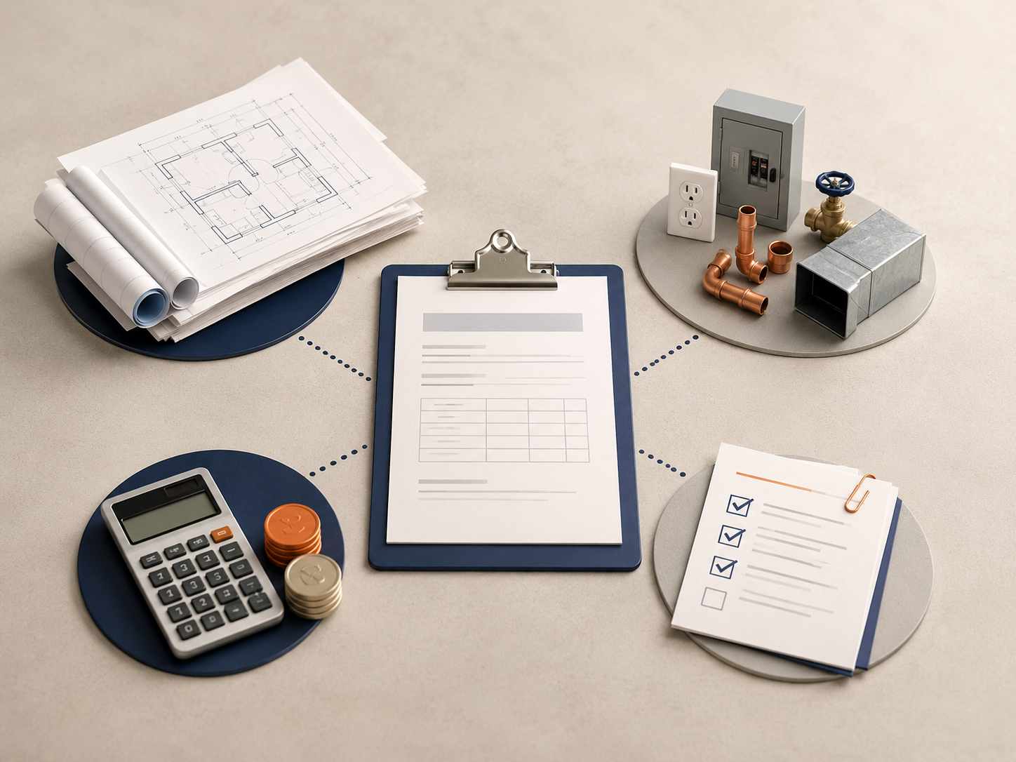 Illustration of the parts that can make up a building permit fee