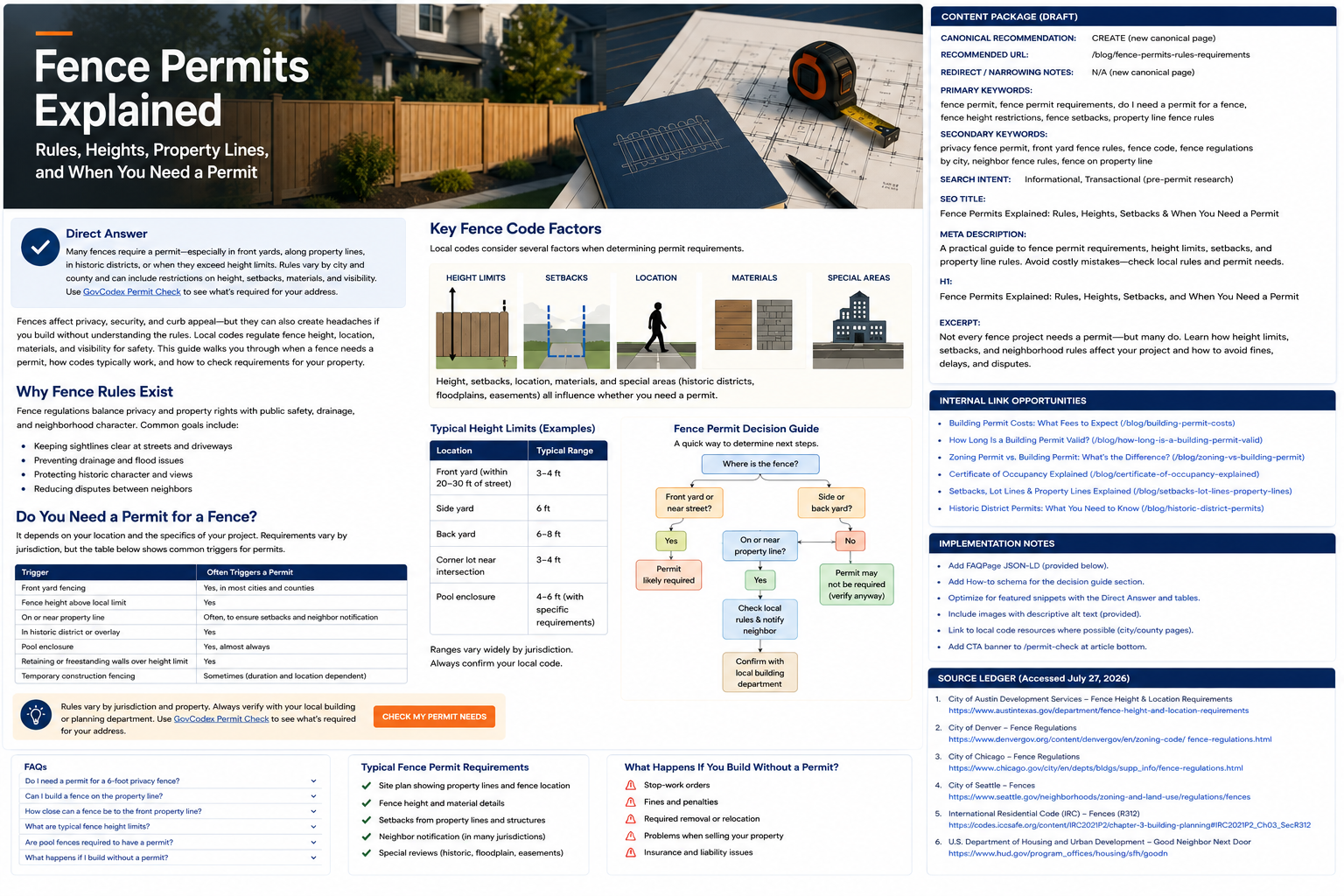 Illustration of the factors that affect fence approval